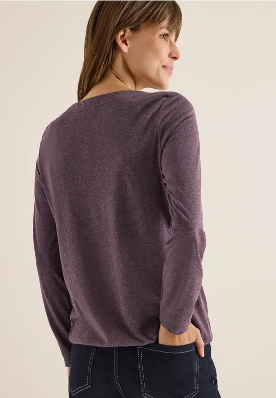 Shirt met lange mouwen eggplant red melange