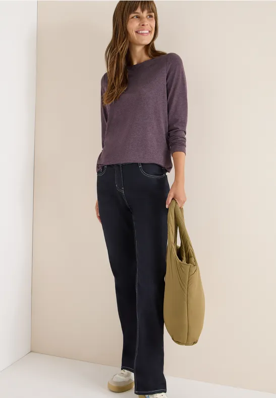 Shirt met lange mouwen eggplant red melange