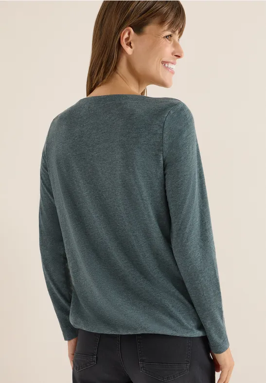 Shirt met lange mouwen ink green melange