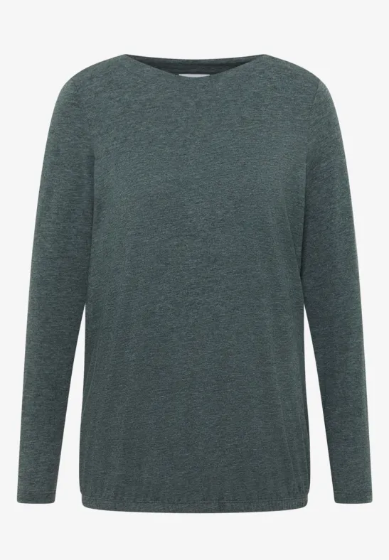 Shirt met lange mouwen ink green melange