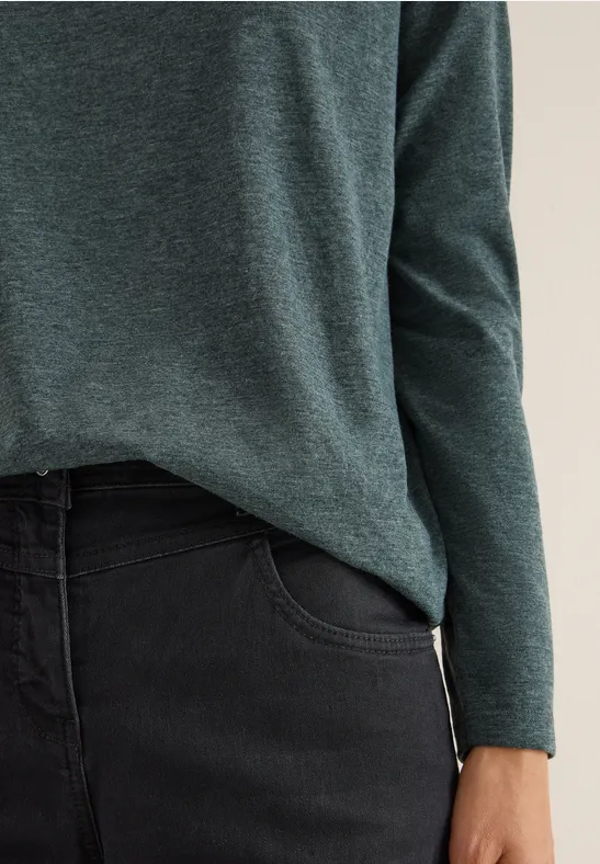 Shirt met lange mouwen ink green melange