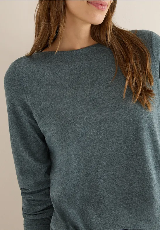 Shirt met lange mouwen ink green melange