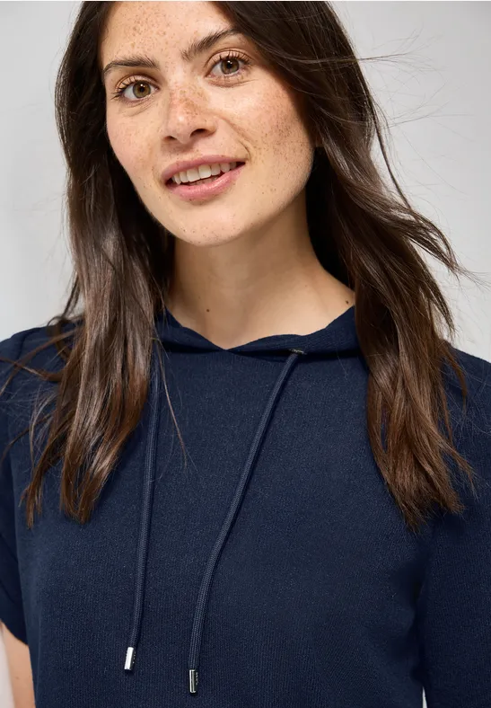 T-shirt à capuche en crêpe urban navy blue