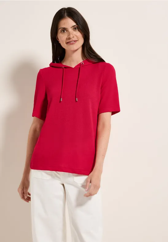 Shirt met crêpe capuchon glazed apple red