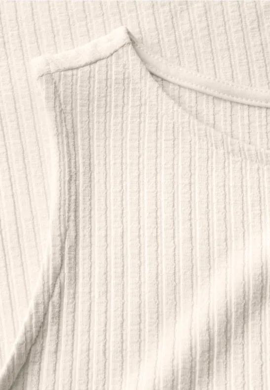 Top avec structure côtelée light beige