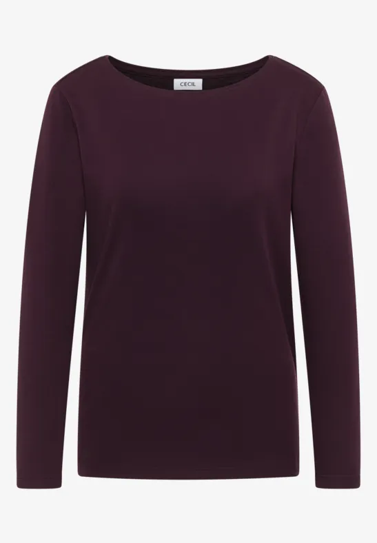 T-shirt avec encolure en U eggplant red