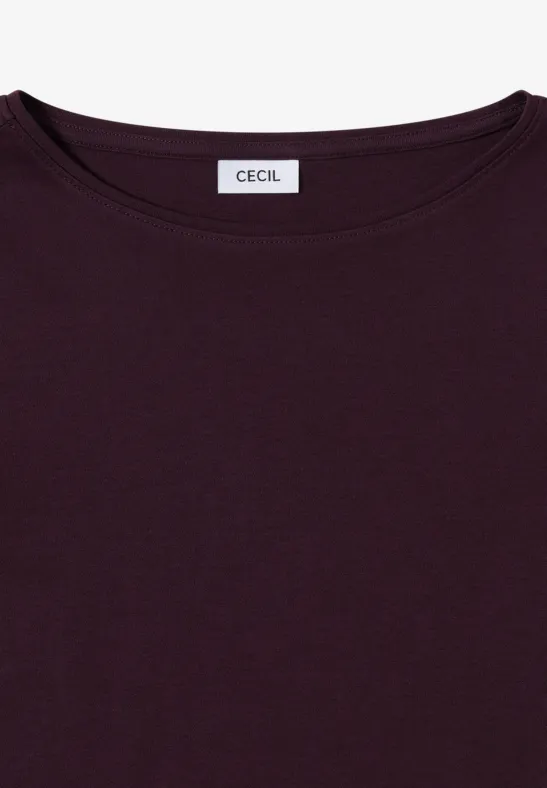 T-shirt avec encolure en U eggplant red