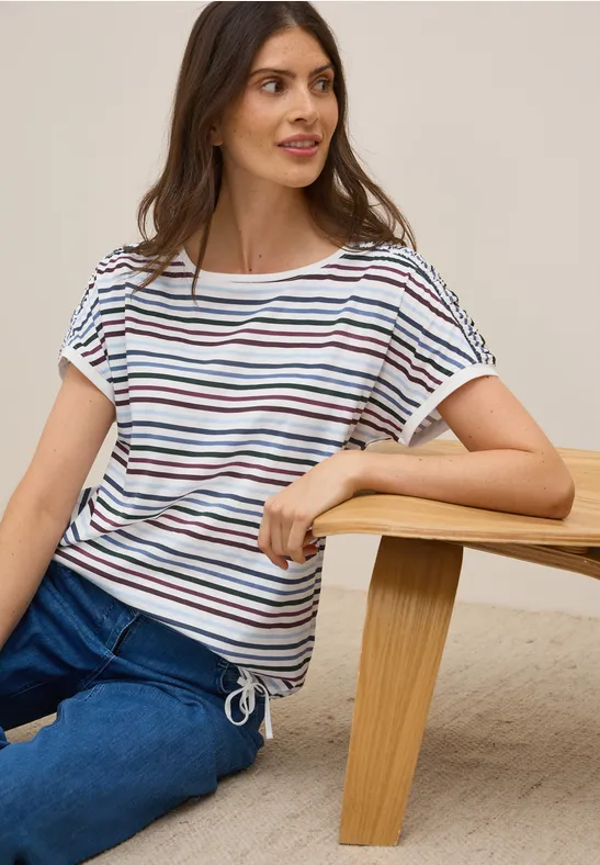 Shirt met koord en strepen urban dark blue