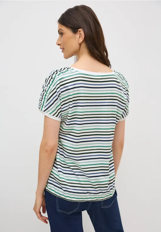 T-shirt à rayures avec cordon de serrage ink green