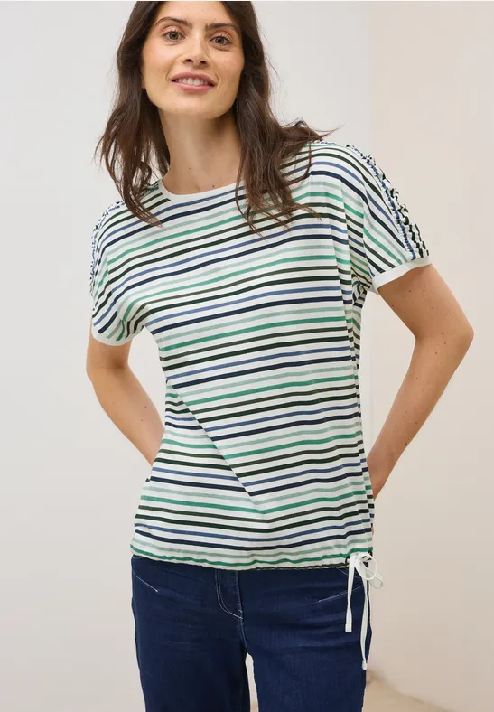 T-shirt à rayures avec cordon de serrage ink green