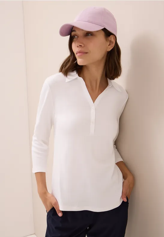 Poloshirt met 3/4 mouwen White