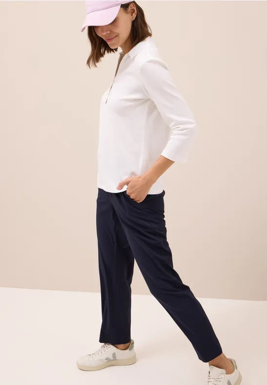 Poloshirt met 3/4 mouwen White