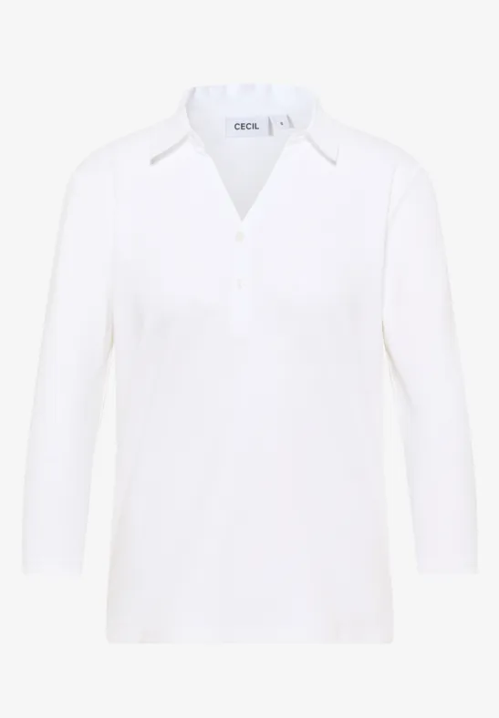 Poloshirt met 3/4 mouwen White
