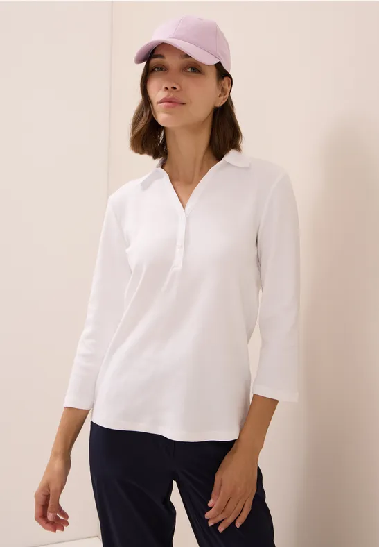 Poloshirt met 3/4 mouwen White