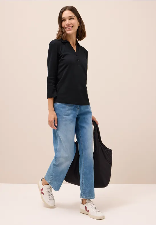Poloshirt mit 3/4-Arm Black