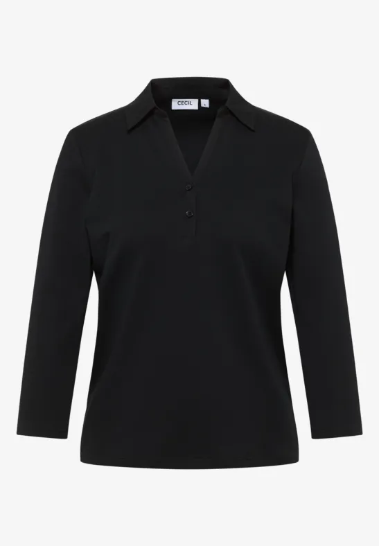 Poloshirt mit 3/4-Arm Black