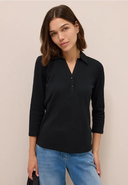 Poloshirt mit 3/4-Arm Black