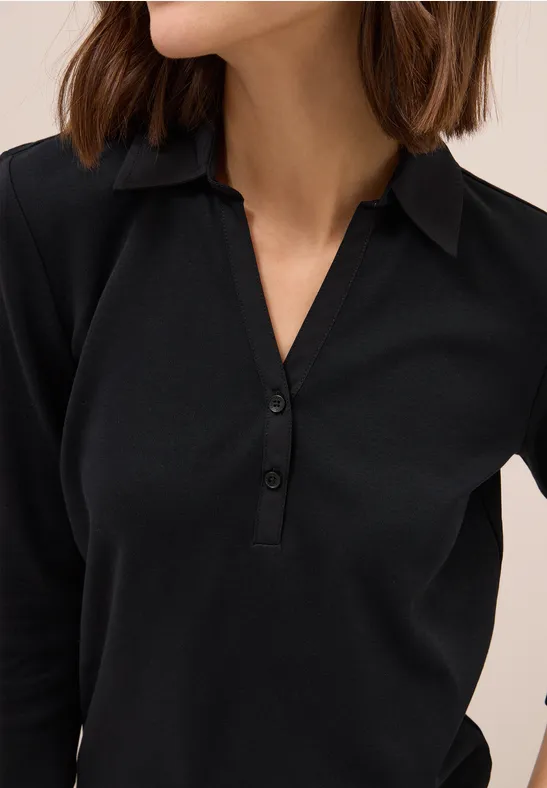 Poloshirt mit 3/4-Arm Black