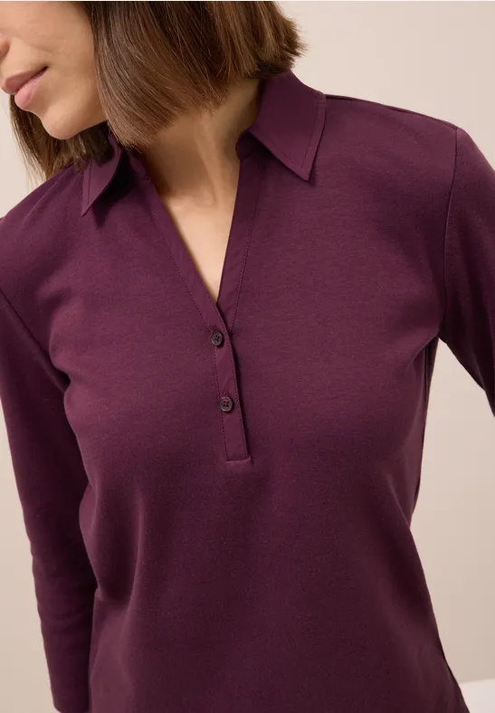 Poloshirt mit 3/4-Arm mulberry red