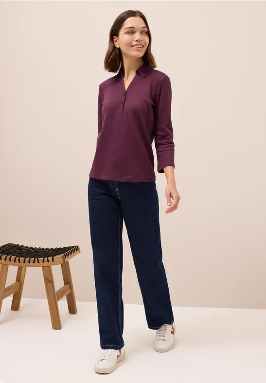 Poloshirt mit 3/4-Arm mulberry red