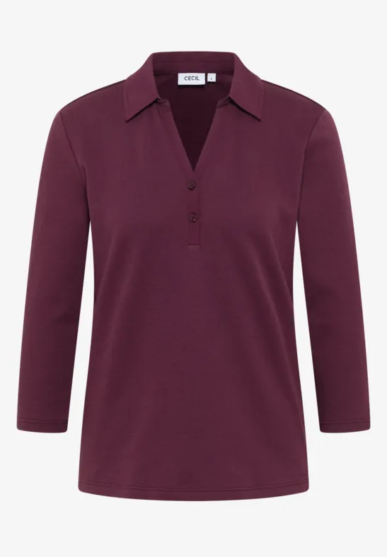 Poloshirt mit 3/4-Arm mulberry red