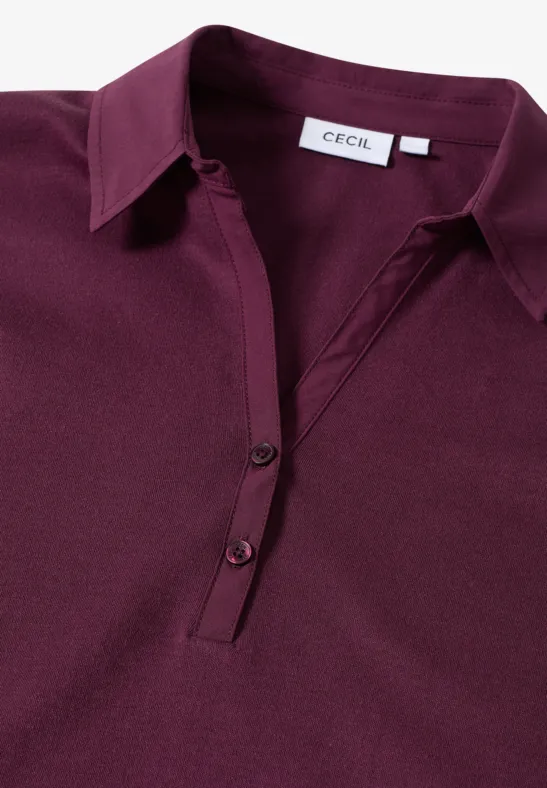 Poloshirt mit 3/4-Arm mulberry red