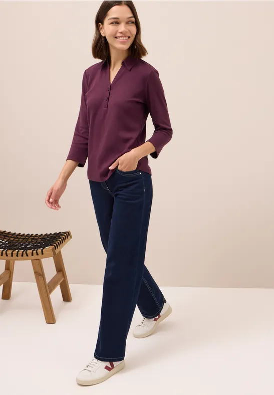 Poloshirt mit 3/4-Arm mulberry red