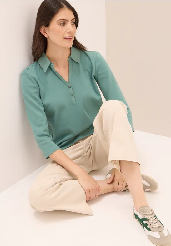 Poloshirt mit 3/4-Arm jewel green