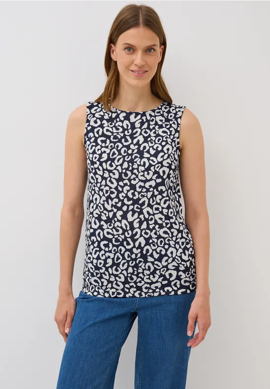Bedrukte top met trekkoord urban dark blue