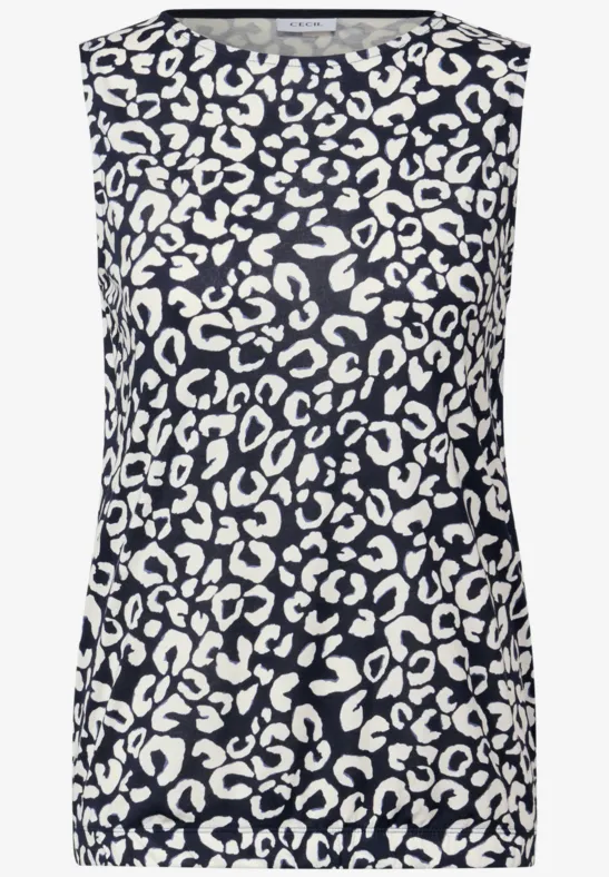 Bedrukte top met trekkoord urban dark blue