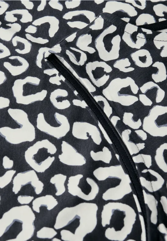Bedrukte top met trekkoord urban dark blue