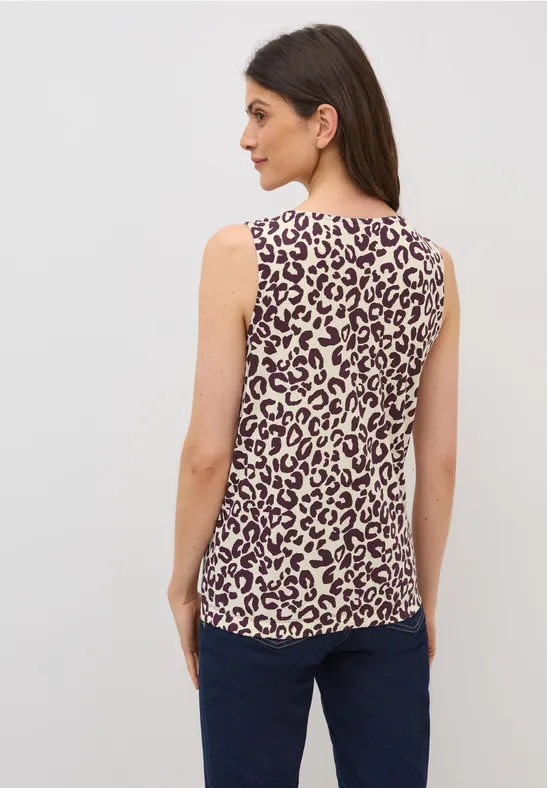 Print-Top mit Tunnelzug mulberry red