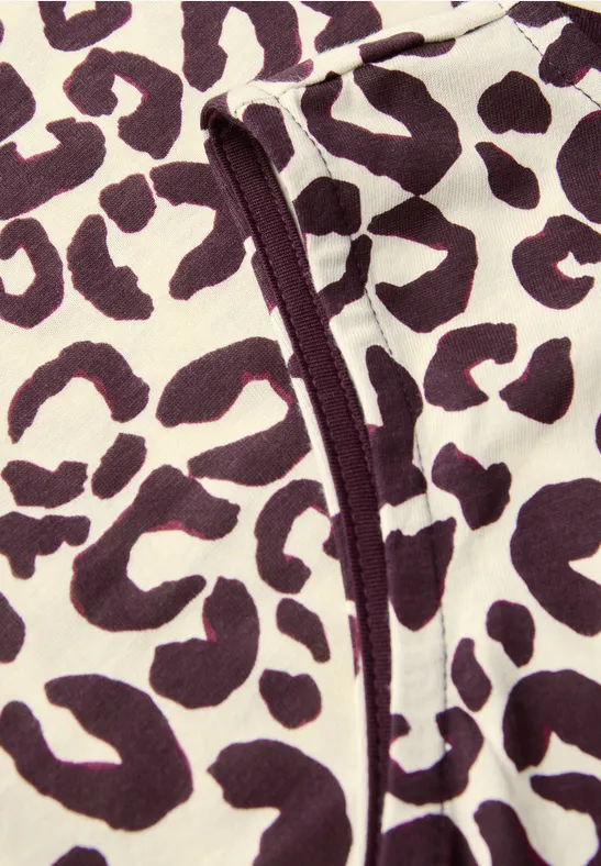 Print-Top mit Tunnelzug mulberry red
