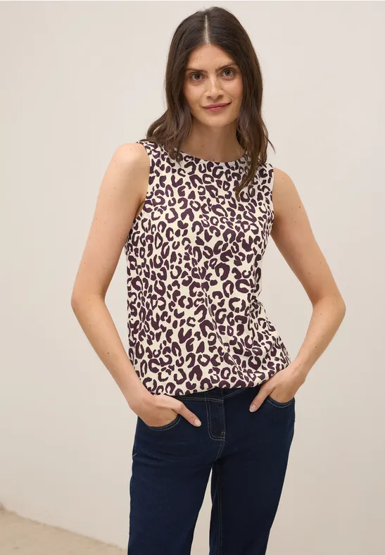 Print-Top mit Tunnelzug mulberry red