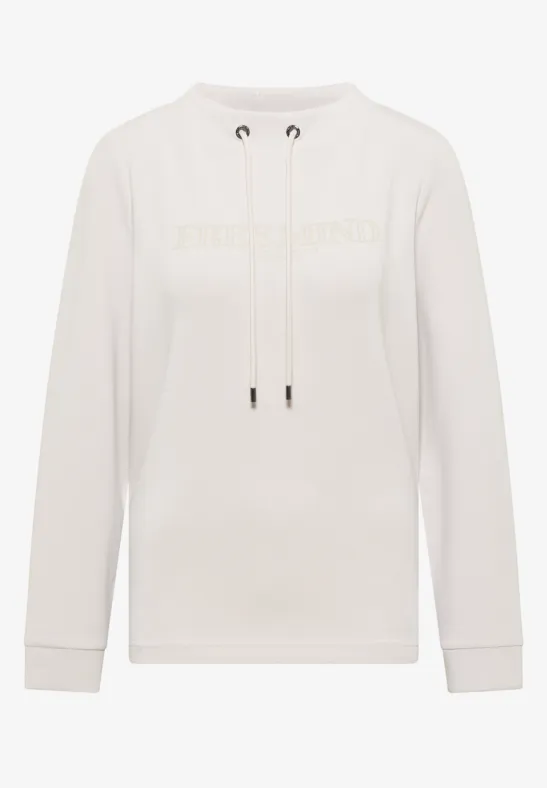 Shirt met borduursel light greige