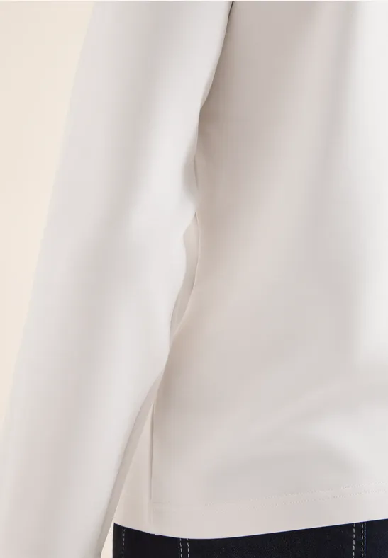 Shirt met borduursel light greige