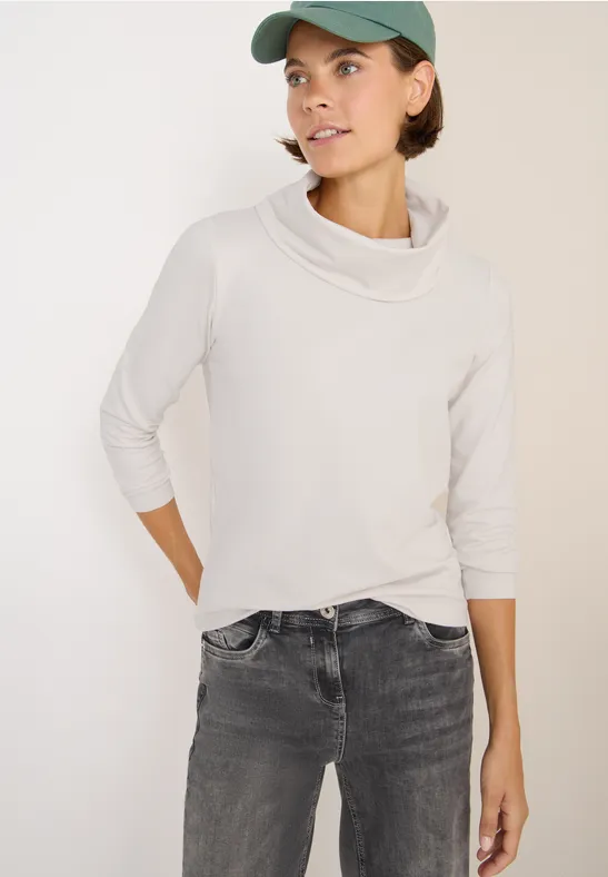 Shirt met grote kraag light greige