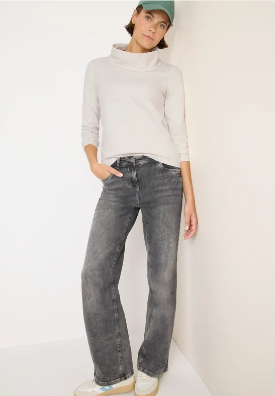 Shirt met grote kraag light greige