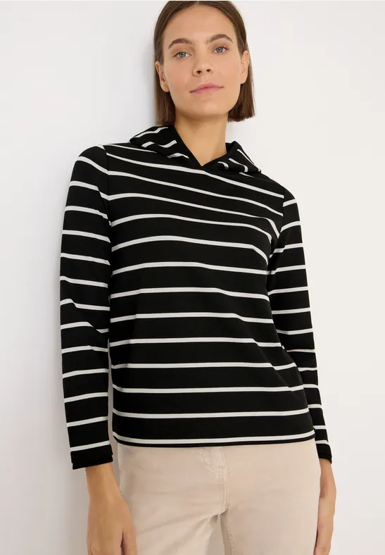 Gestreiftes Kapuzenshirt Black
