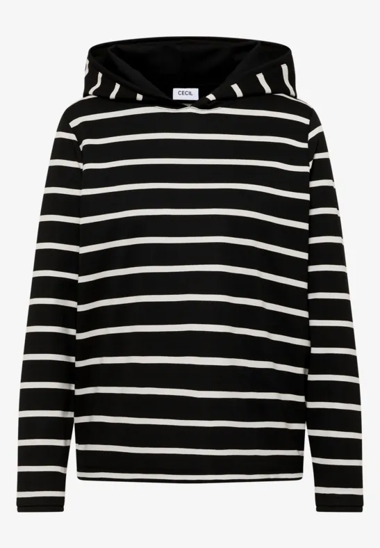 Gestreiftes Kapuzenshirt Black
