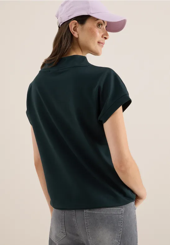 Funnel Neck T-Shirt ink green