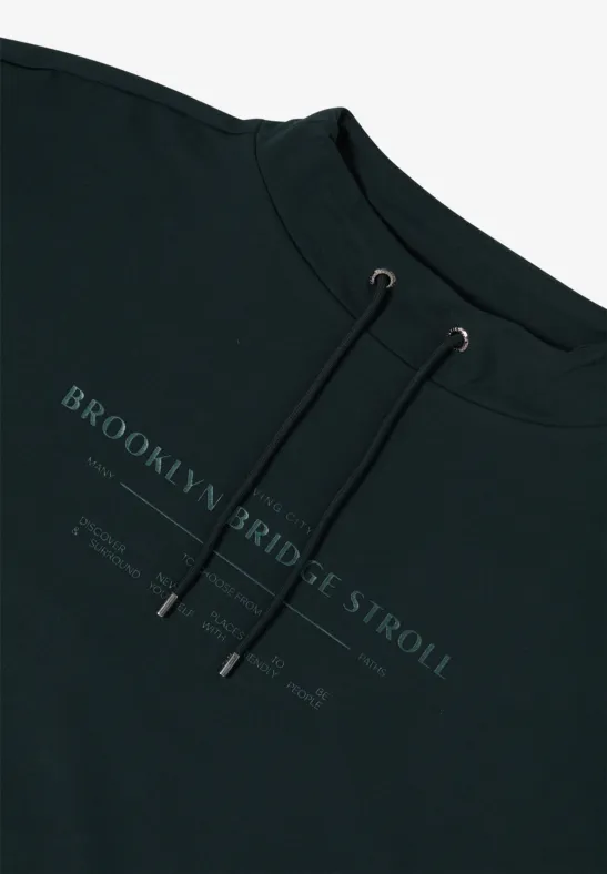 Funnel Neck T-Shirt ink green