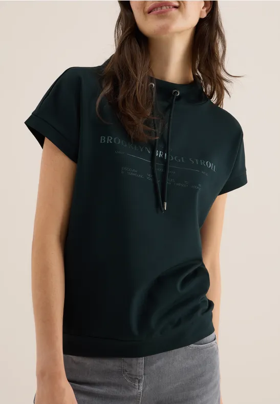 Funnel Neck T-Shirt ink green
