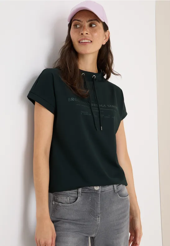 Funnel Neck T-Shirt ink green