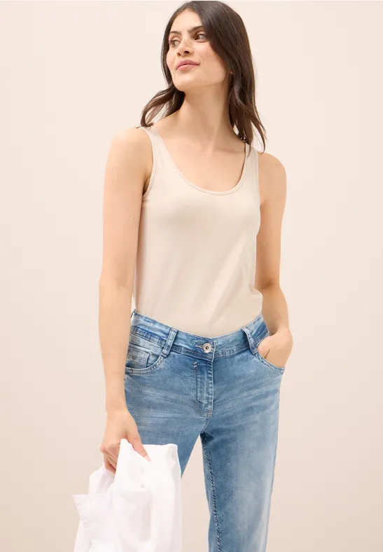 Lange basic top oat milk beige