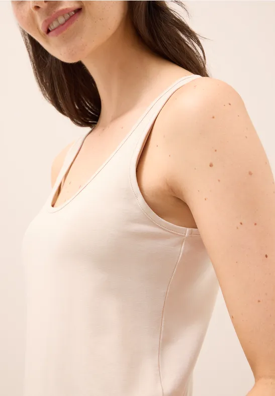 Lange basic top oat milk beige