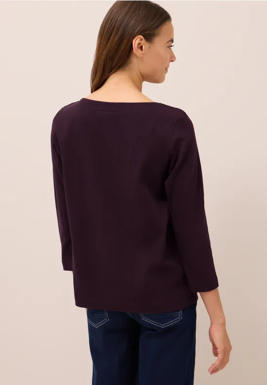 Basic Ripp-Shirt eggplant red