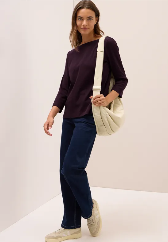 Basic Ripp-Shirt eggplant red