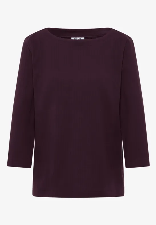 Basic Ripp-Shirt eggplant red