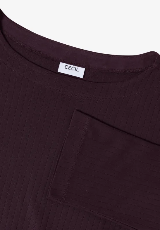 Basic Ripp-Shirt eggplant red